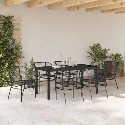 Set da Pranzo per Giardino 7 pcs Nero polyrattan - homemem39