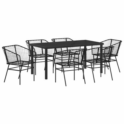 Set da Pranzo per Giardino 7 pcs Nero polyrattan - homemem39