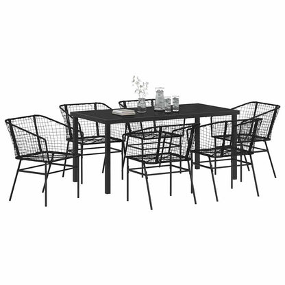 Set da Pranzo per Giardino 7 pcs Nero polyrattan - homemem39