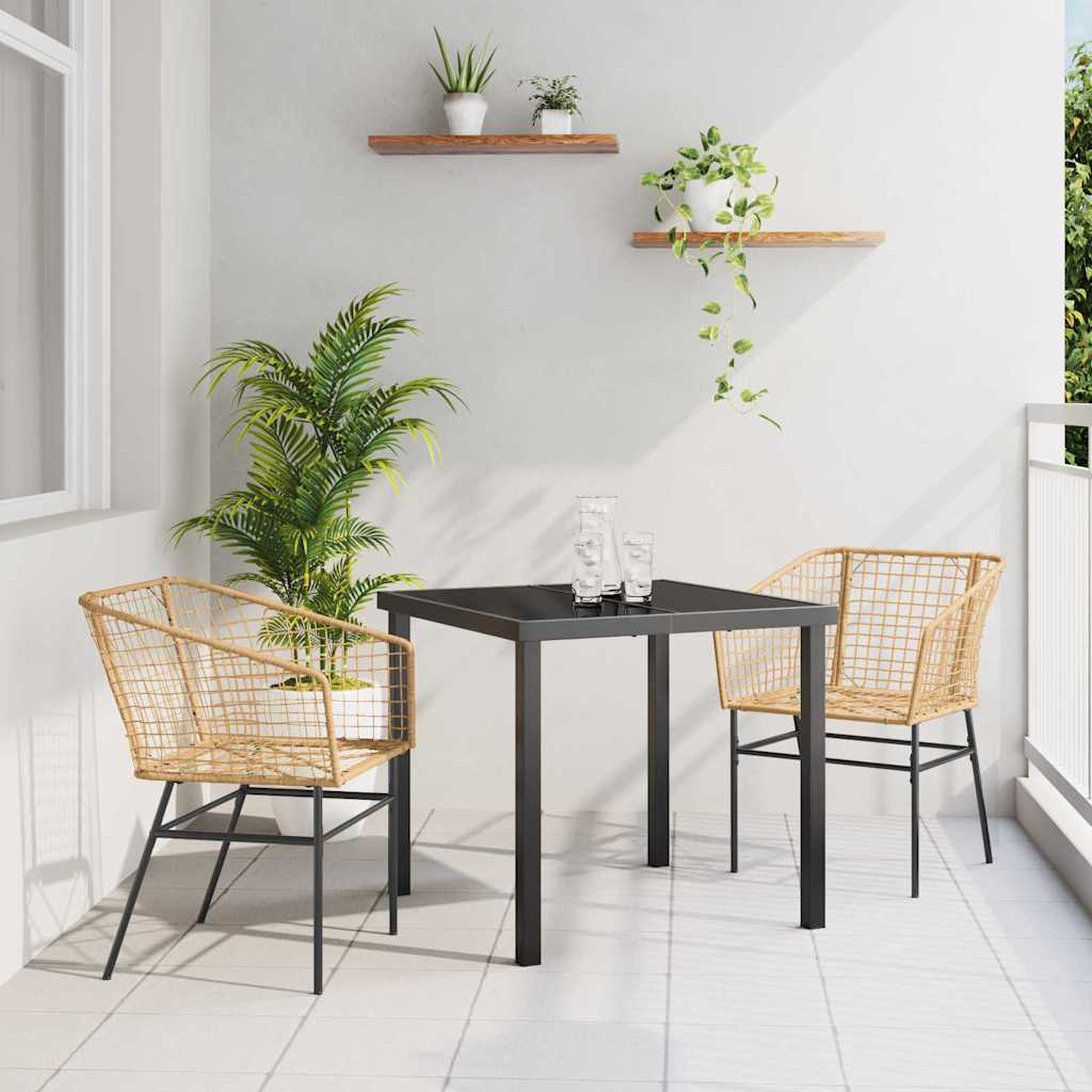 Set da Pranzo per Giardino 3 pcs Marrone polyrattan - homemem39