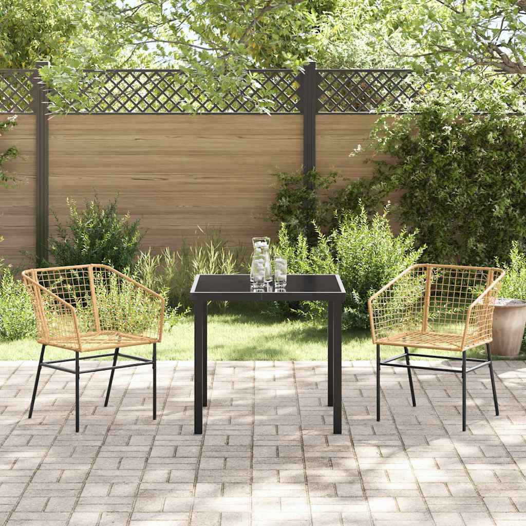 Set da Pranzo per Giardino 3 pcs Marrone polyrattan - homemem39
