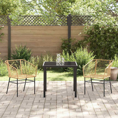 Set da Pranzo per Giardino 3 pcs Marrone polyrattan - homemem39