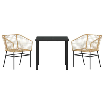 Set da Pranzo per Giardino 3 pcs Marrone polyrattan - homemem39