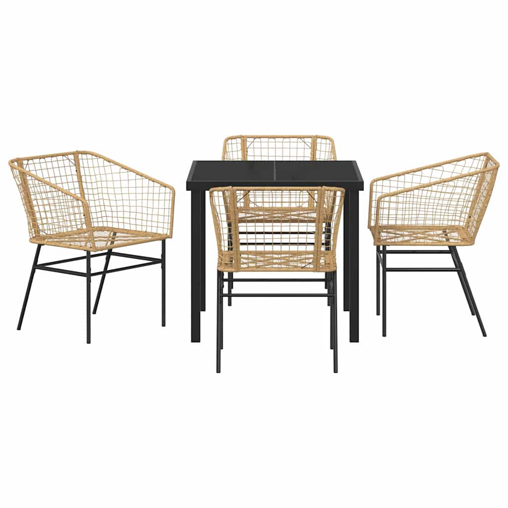 Set da Pranzo per Giardino 5 pcs Marrone polyrattan - homemem39