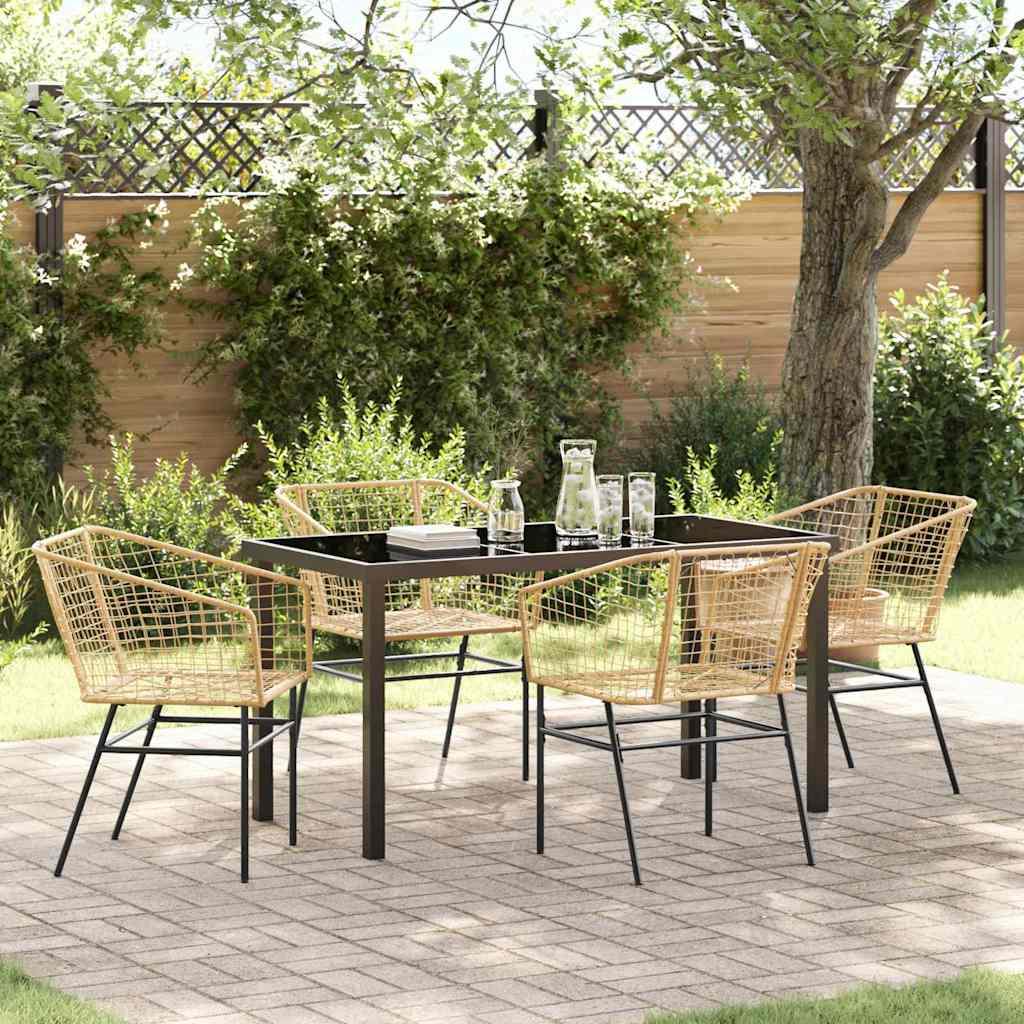 Set da Pranzo per Giardino 5 pcs Marrone polyrattan - homemem39
