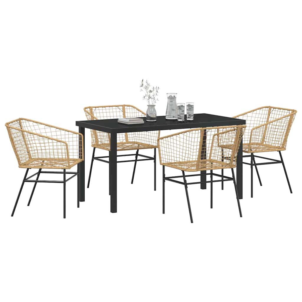 Set da Pranzo per Giardino 5 pcs Marrone polyrattan - homemem39