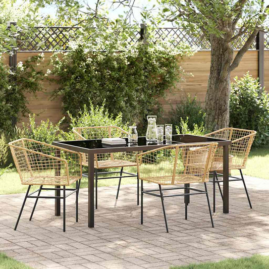 Set da Pranzo per Giardino 5 pcs Marrone polyrattan - homemem39