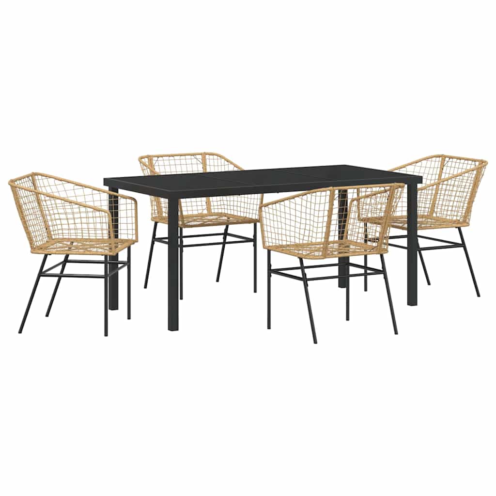 Set da Pranzo per Giardino 5 pcs Marrone polyrattan - homemem39