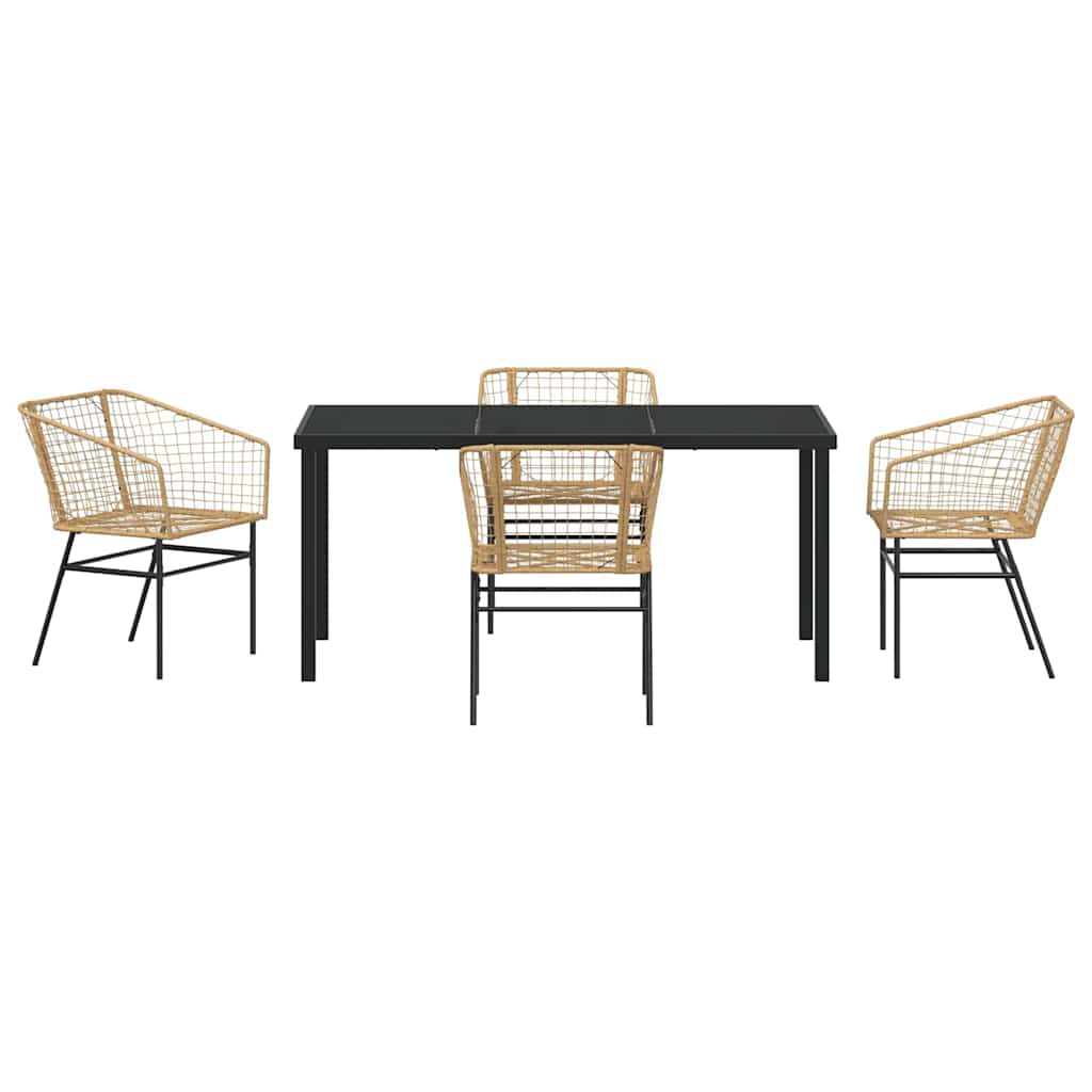 Set da Pranzo per Giardino 5 pcs Marrone polyrattan - homemem39