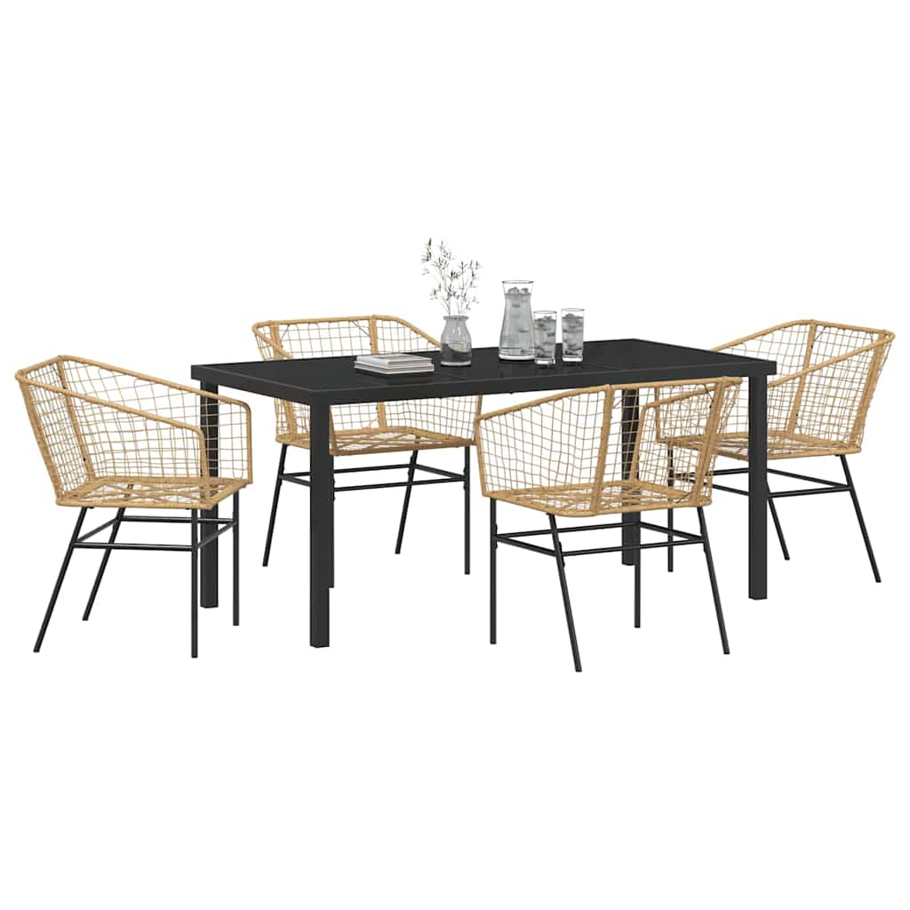 Set da Pranzo per Giardino 5 pcs Marrone polyrattan - homemem39