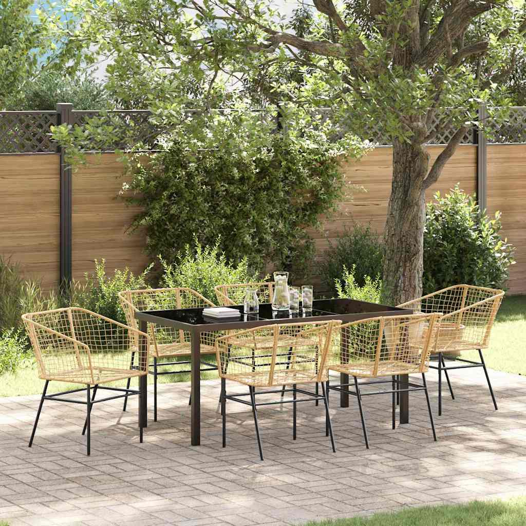 Set da Pranzo per Giardino 7 pcs Marrone polyrattan - homemem39