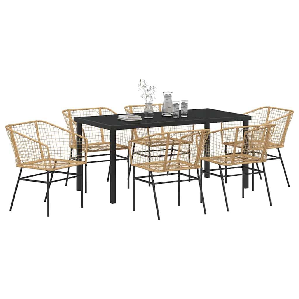 Set da Pranzo per Giardino 7 pcs Marrone polyrattan - homemem39