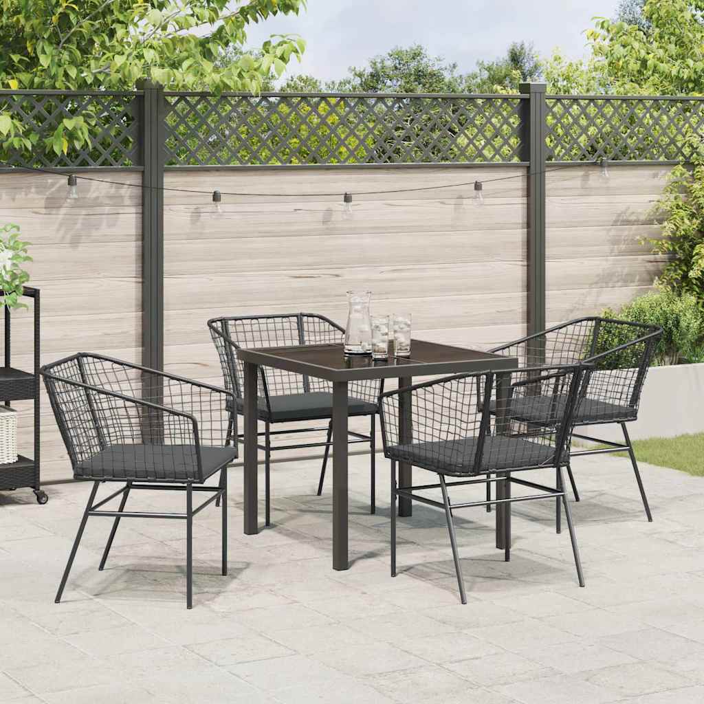 Set da Pranzo per Giardino 5 pcs Nero polyrattan - homemem39