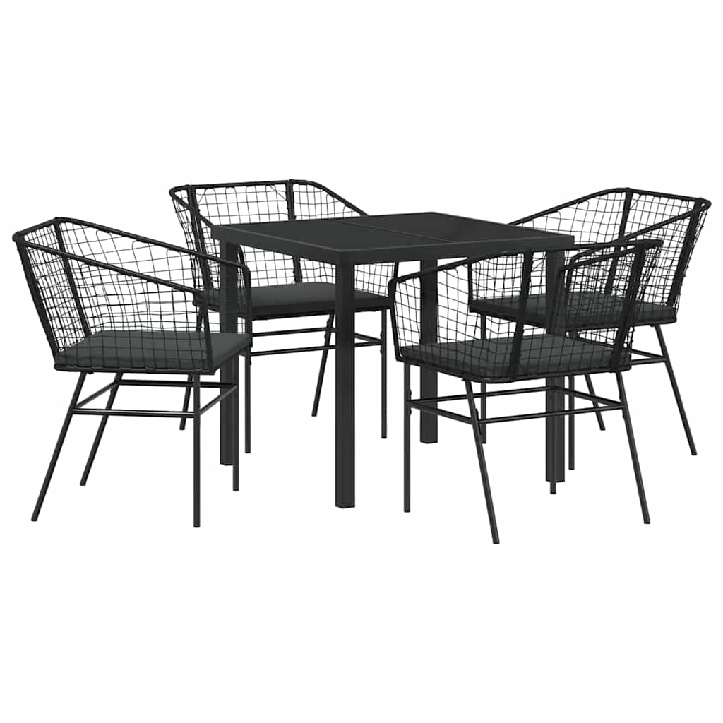 Set da Pranzo per Giardino 5 pcs Nero polyrattan - homemem39