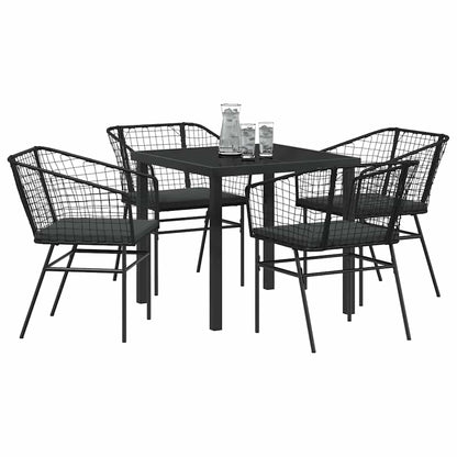 Set da Pranzo per Giardino 5 pcs Nero polyrattan - homemem39