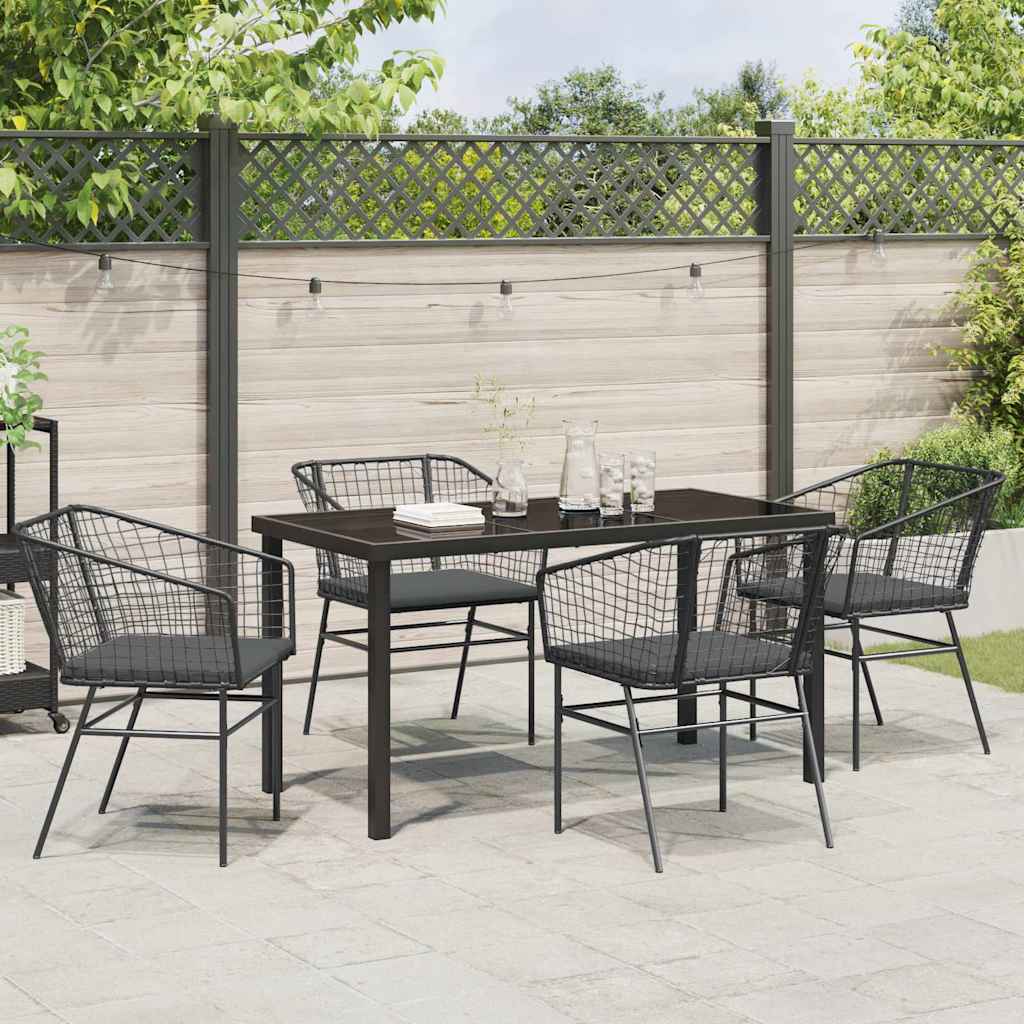 Set da Pranzo per Giardino 5 pcs Nero polyrattan - homemem39