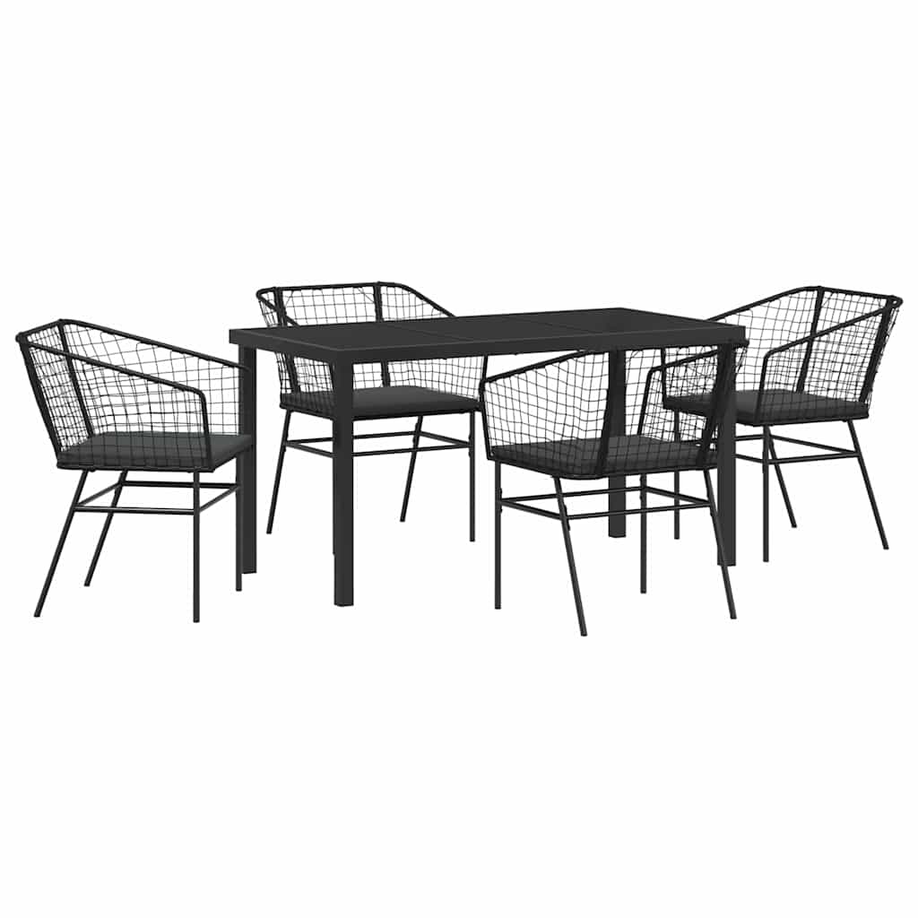 Set da Pranzo per Giardino 5 pcs Nero polyrattan - homemem39