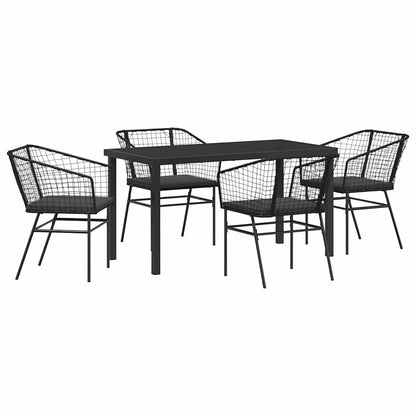 Set da Pranzo per Giardino 5 pcs Nero polyrattan - homemem39