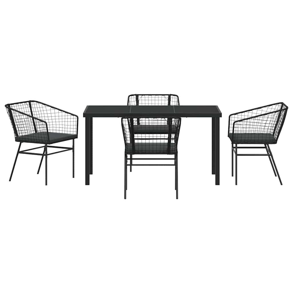 Set da Pranzo per Giardino 5 pcs Nero polyrattan - homemem39
