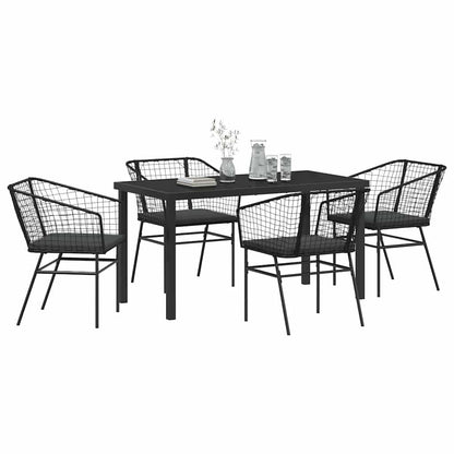 Set da Pranzo per Giardino 5 pcs Nero polyrattan - homemem39