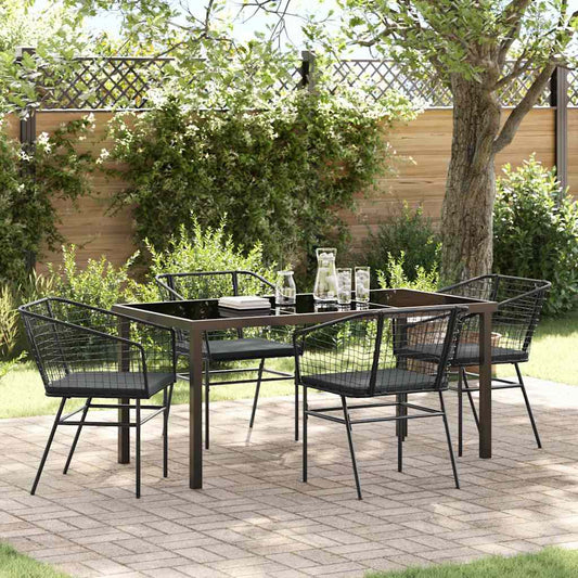 Set da Pranzo per Giardino 5 pcs Nero polyrattan - homemem39
