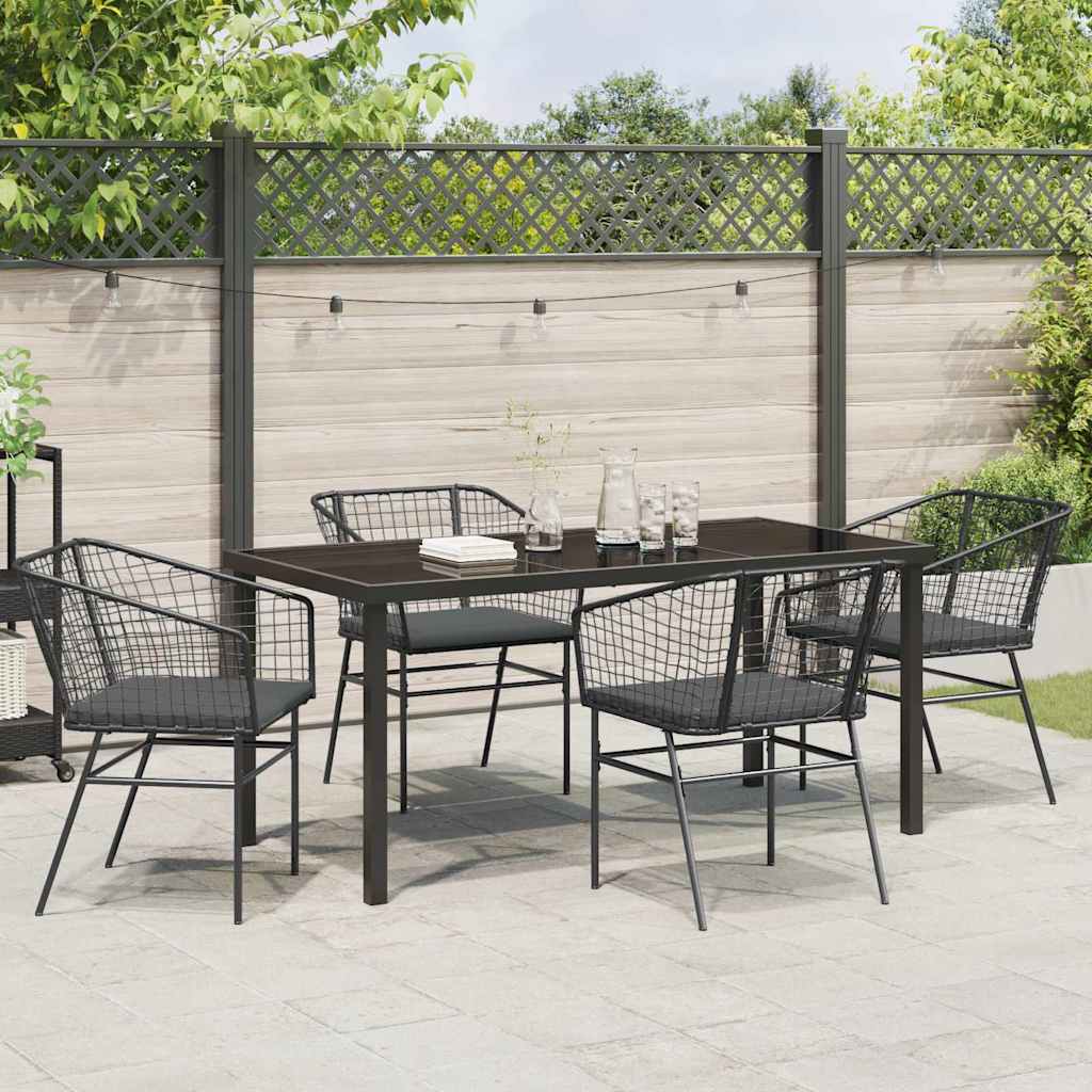 Set da Pranzo per Giardino 5 pcs Nero polyrattan - homemem39