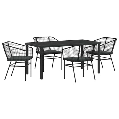 Set da Pranzo per Giardino 5 pcs Nero polyrattan - homemem39