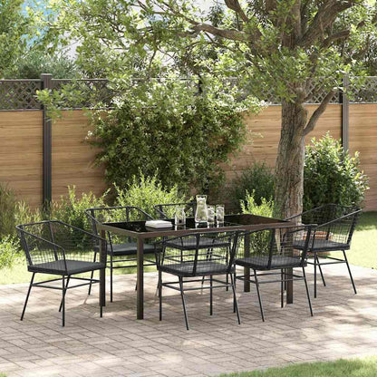 Set da Pranzo per Giardino 7 pcs Nero polyrattan - homemem39