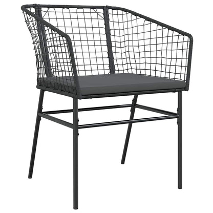 Set da Pranzo per Giardino 7 pcs Nero polyrattan - homemem39