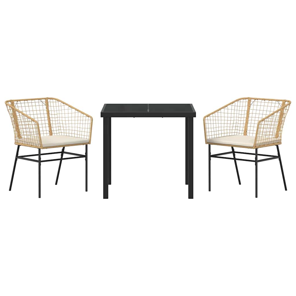 Set da Pranzo per Giardino 3 pcs Marrone polyrattan - homemem39