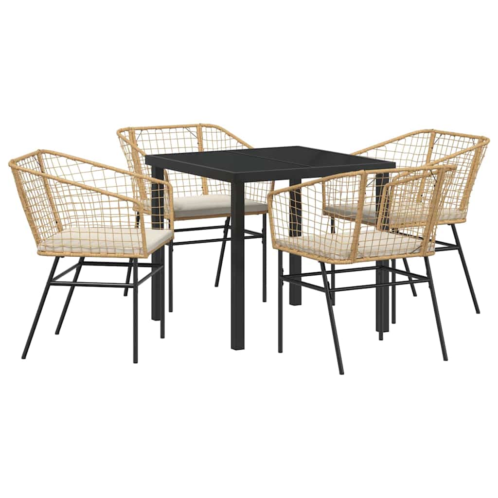 Set da Pranzo per Giardino 5 pcs Marrone polyrattan - homemem39
