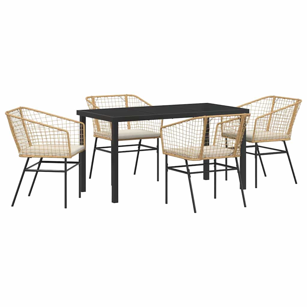 Set da Pranzo per Giardino 5 pcs Marrone polyrattan - homemem39