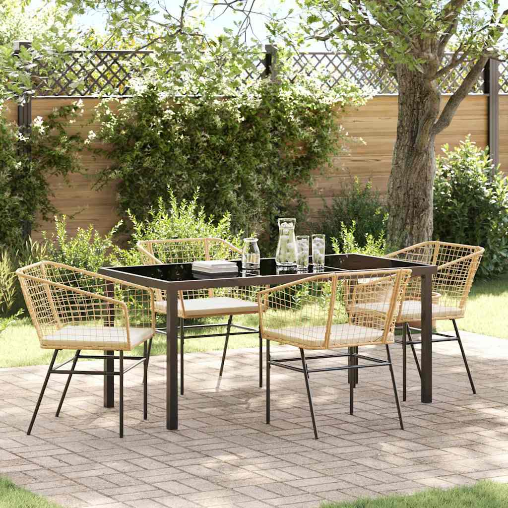 Set da Pranzo per Giardino 5 pcs Marrone polyrattan - homemem39