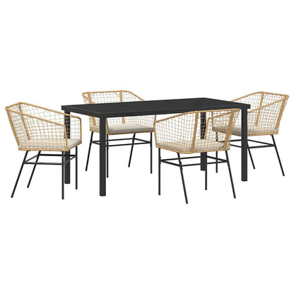 Set da Pranzo per Giardino 5 pcs Marrone polyrattan - homemem39
