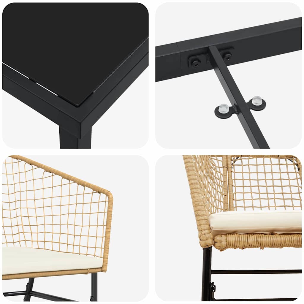 Set da Pranzo per Giardino 7 pcs Marrone polyrattan - homemem39