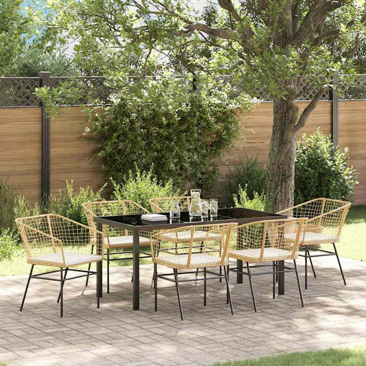 Set da Pranzo per Giardino 7 pcs Marrone polyrattan - homemem39