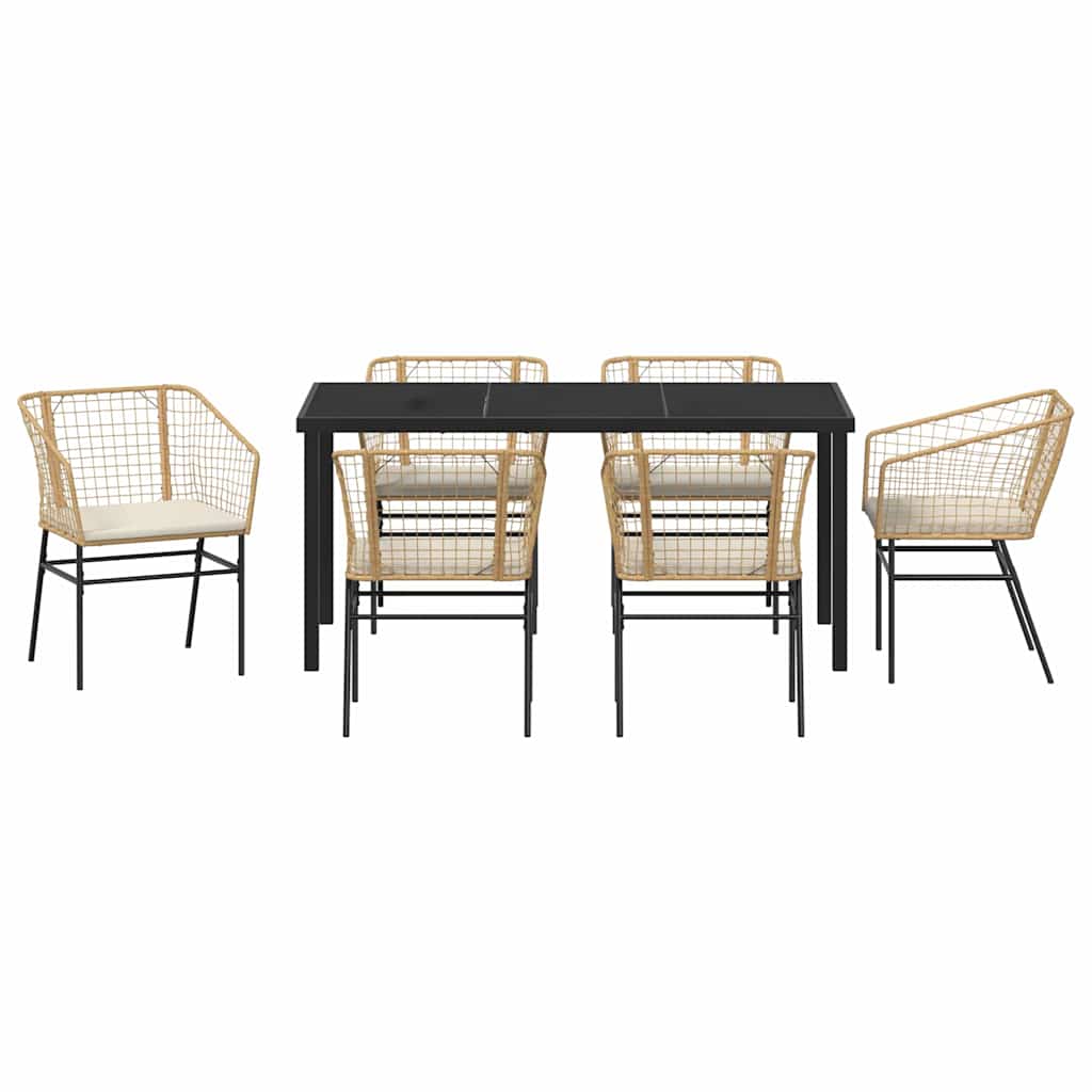 Set da Pranzo per Giardino 7 pcs Marrone polyrattan - homemem39