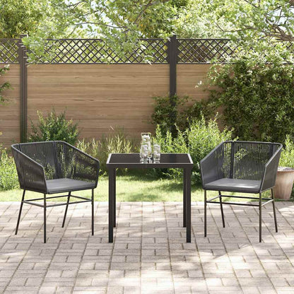 Set da Pranzo per Giardino 3 pcs Nero Poly Rattan - homemem39