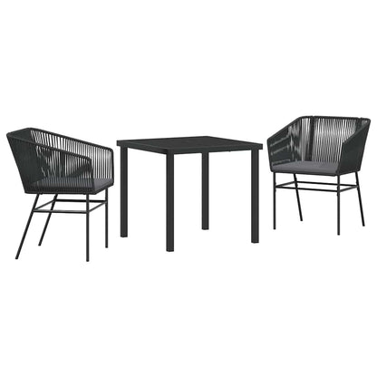Set da Pranzo per Giardino 3 pcs Nero Poly Rattan - homemem39