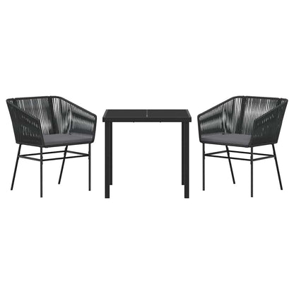 Set da Pranzo per Giardino con cuscino 3 pcs Nero | homemem39
