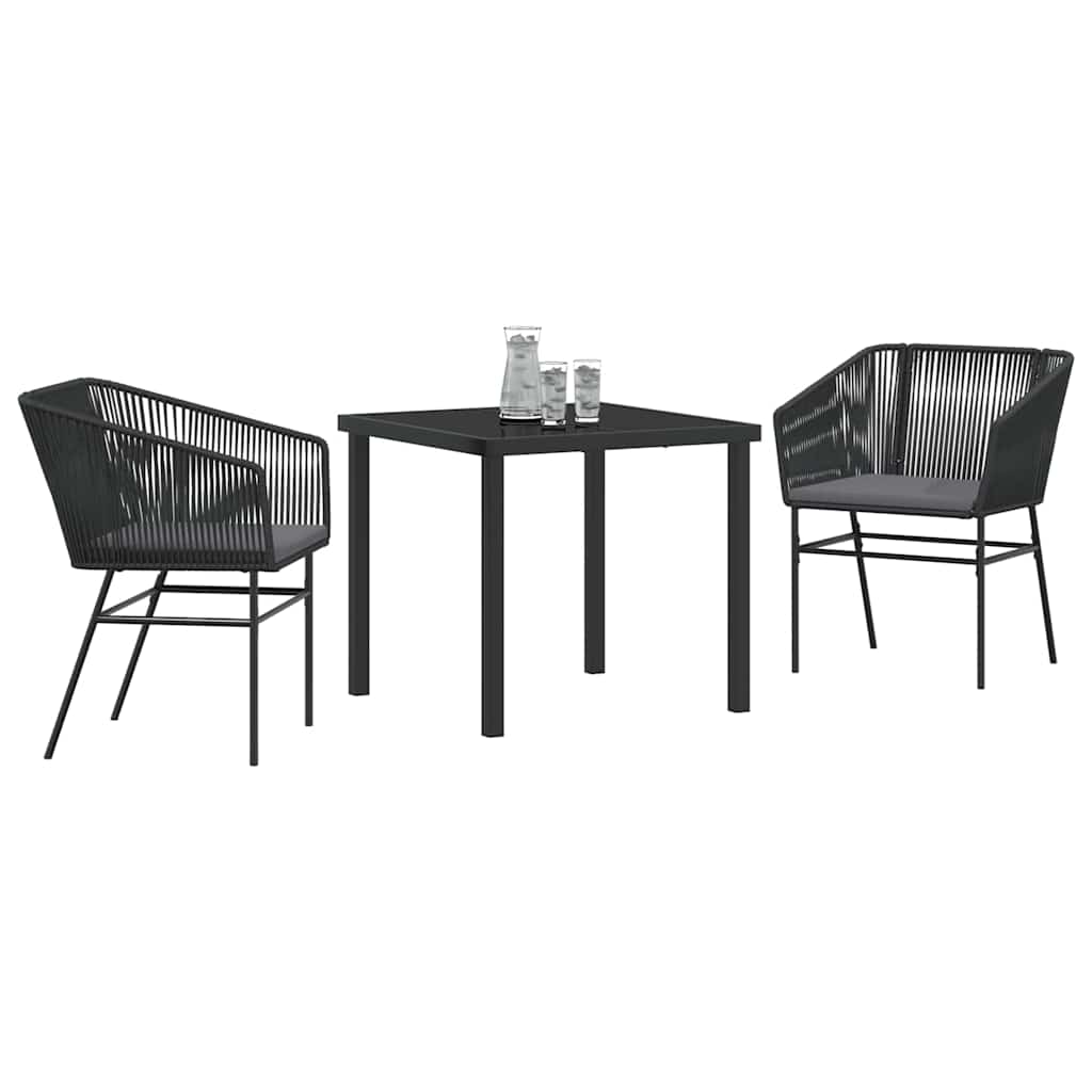 Set da Pranzo per Giardino con cuscino 3 pcs Nero | homemem39