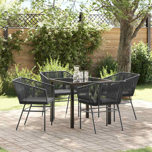 Set da Pranzo per Giardino 5 pcs Nero Poly Rattan - homemem39
