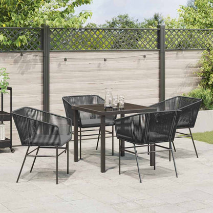 Set da Pranzo per Giardino 5 pcs Nero Poly Rattan - homemem39