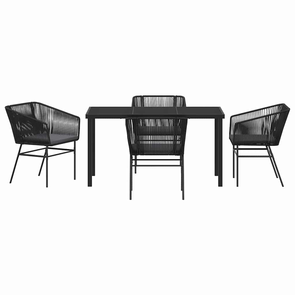Set da Pranzo per Giardino 5 pcs Nero Poly Rattan - homemem39