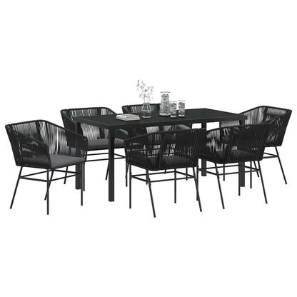 Set da Pranzo per Giardino 7 pcs Nero Poly Rattan - homemem39