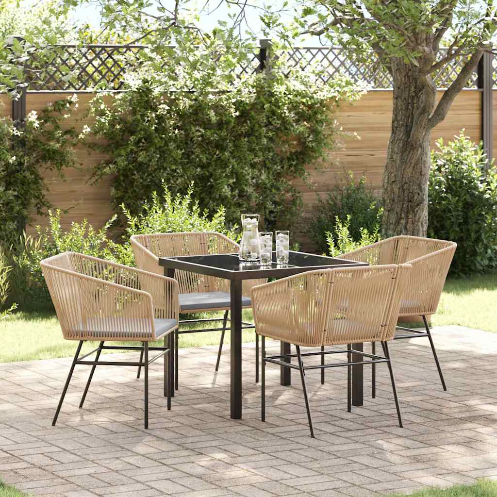 Set da Pranzo per Giardino 5 pcs Marrone Poly Rattan - homemem39