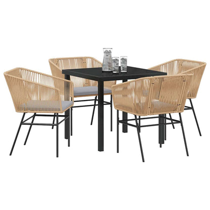 Set da Pranzo per Giardino 5 pcs Marrone Poly Rattan - homemem39