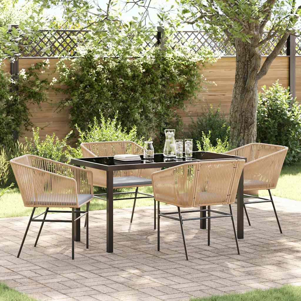 Set da Pranzo per Giardino 5 pcs Marrone Poly Rattan - homemem39