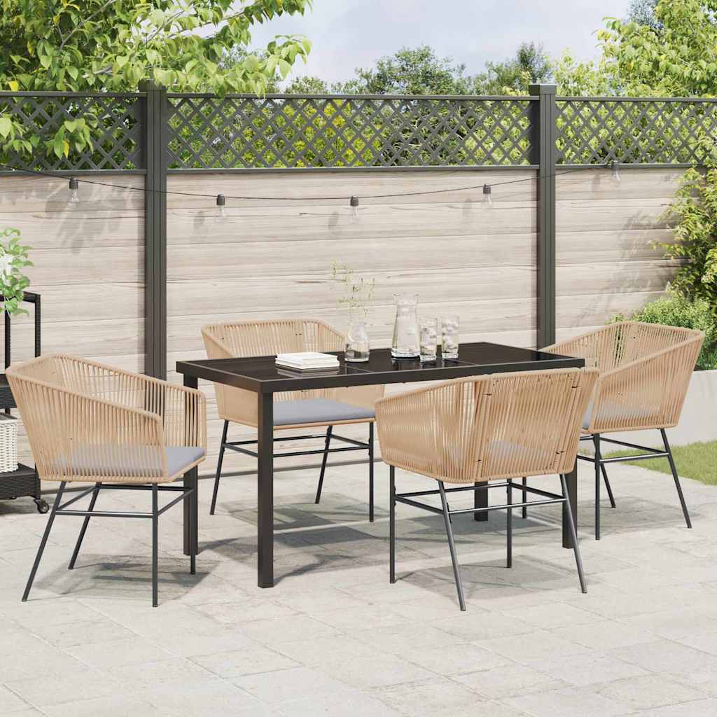 Set da Pranzo per Giardino 5 pcs Marrone Poly Rattan - homemem39