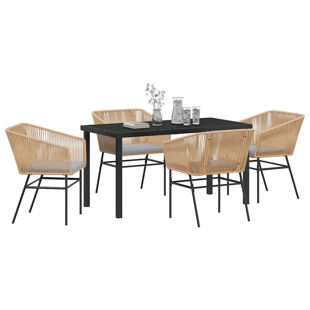 Set da Pranzo per Giardino 5 pcs Marrone Poly Rattan - homemem39
